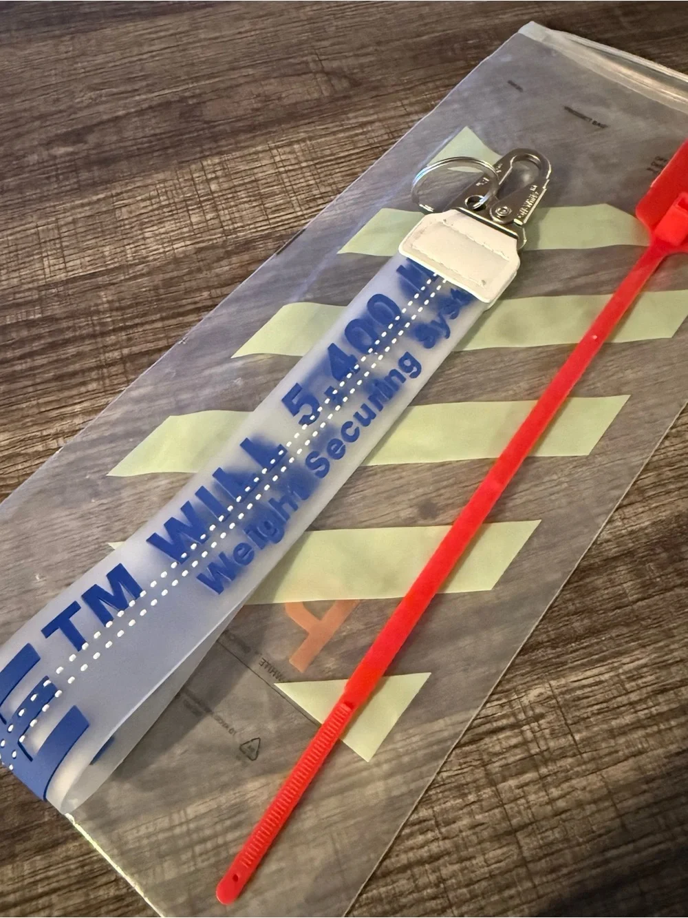 Off-White Keychain Lanyard with Zip Tie